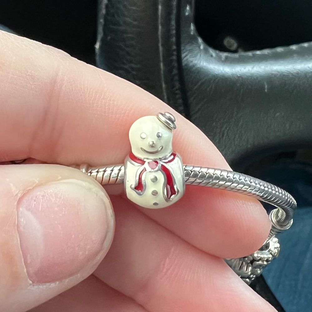 Retired pandora snowman enamel charm